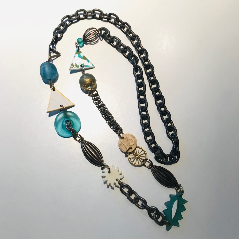 Eclectic vintage necklace with‎ chunky chain